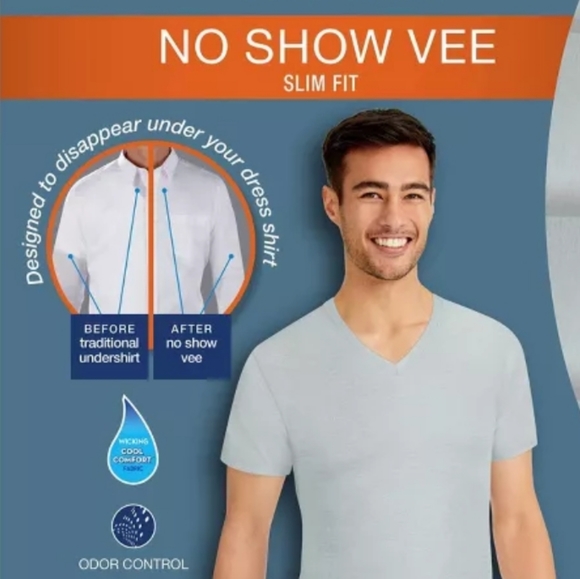 hanes slim fit v neck undershirt